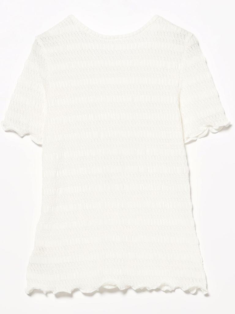 Ray Beams Shirred Lace One Size Women's S/S T-Shirt, OFF_WHITE,