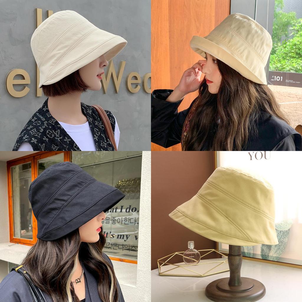Cotton Fisherman Hat With Wide Brim Sunshade For Summer Casual Women