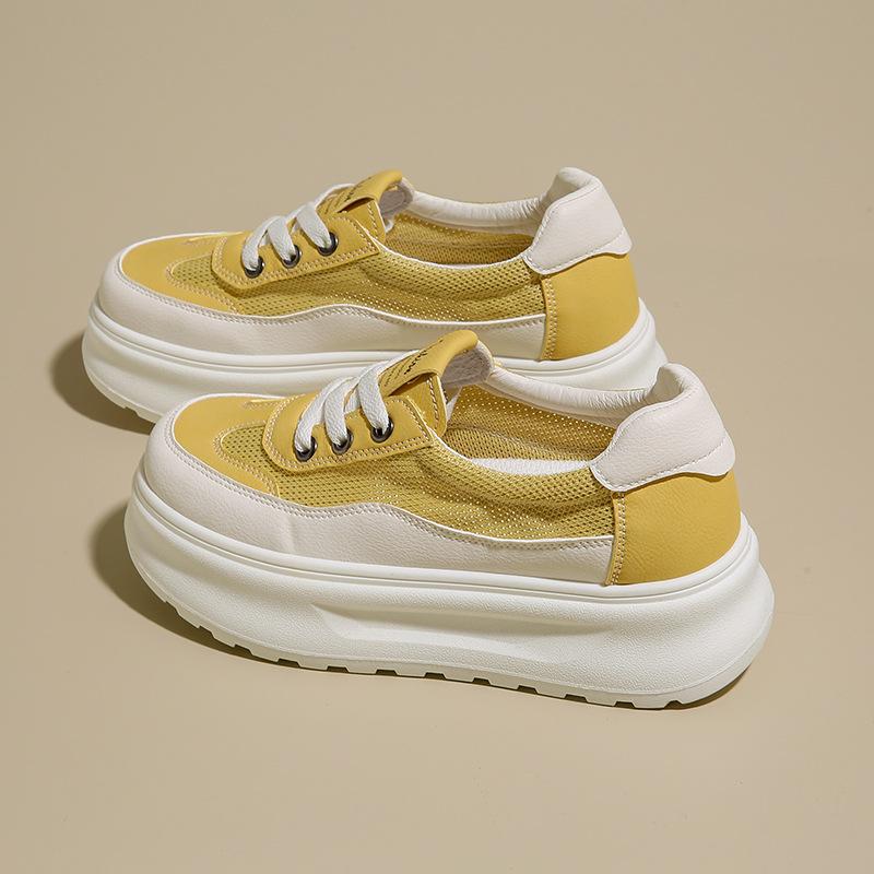 Women's shoes leather thick baseplate shoes women's new summer thin mesh breathable mesh shoes sports little white shoes
