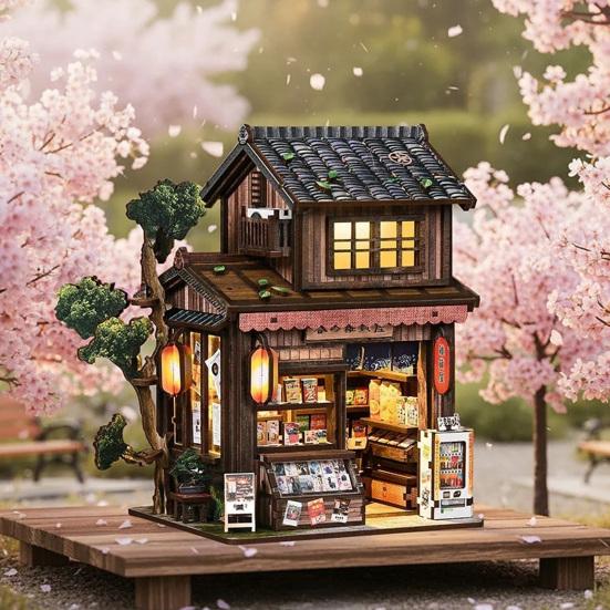 DIY Mini-Lebensmittelladen-Bausatz Mini-Puppenhaus Booknook Modellbau 3D Mini-Haus Bücherregal Dekor Geschenke für Erwachsene Familie Freunde