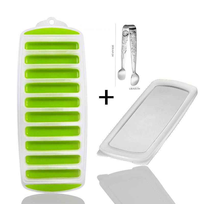 Långsmal Silikonform för Isbitar Pop Out Plastisbitsbricka med Lock Återanvändbar Isglassform Lättsläppt Barkitche