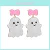 Cute Ghost Bowknot Earrings For Women Charming Halloween Accessories In Alloy Material
