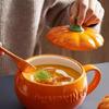 Ceramic Pumpkin Shape Mug With Lid Coffee Cup Halloween Dinnerware Perfect For Autumn Drink Decoration