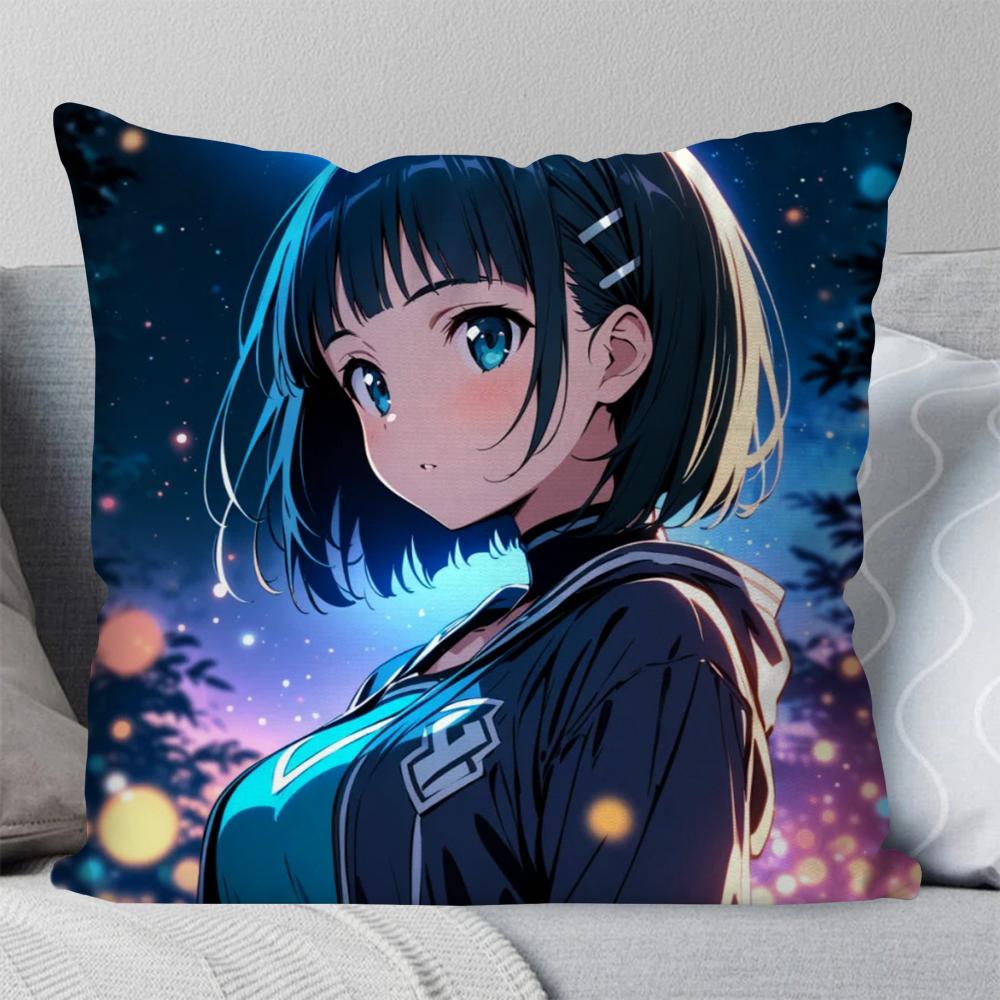 Kirigaya Suguha Animation S-Word A-Art O-Online Kissenbezug Quadratisches Kissen Schlafzimmer Sofa Freizeit Wohnzimmer Heimdekoration 40X40