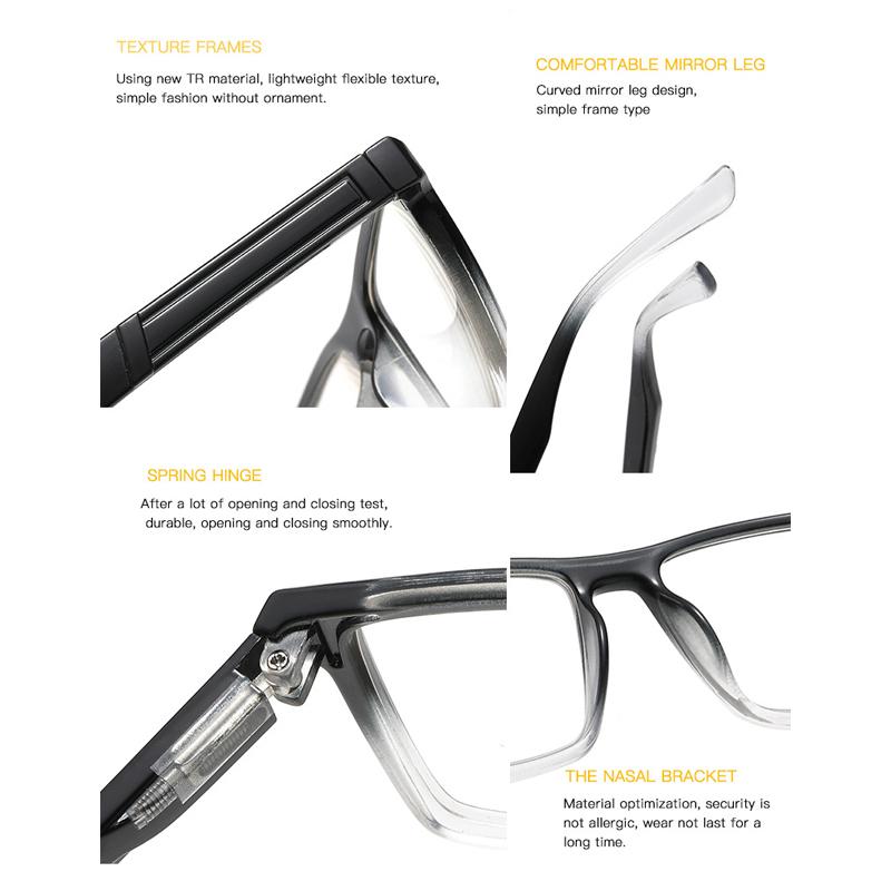 Gradient Blue Reading Glasses For Men Women Fashionable Presbyopia Glasses Personalized Retro Ultra Light Computer Eyewear +1.0+1.5+2.0+2.5+3.0+3.5+4