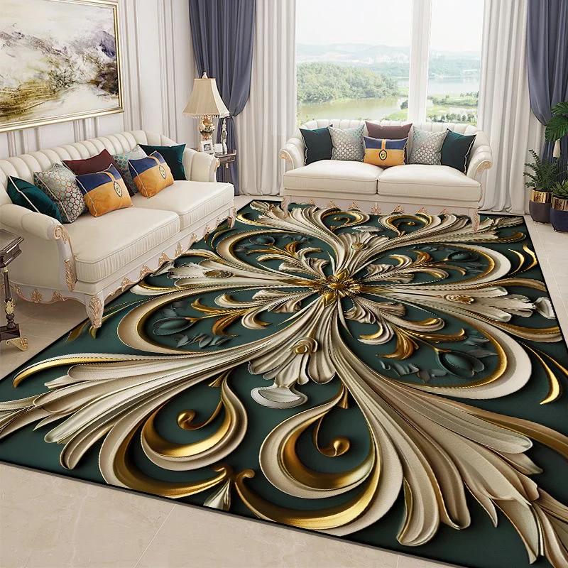3D Nádherný květinový koberec pro obývací pokoj Luxusní bytová ložnice Dekorace Velkoplošné měkké koberce Protiskluzové rohožky do šatny Pratelné