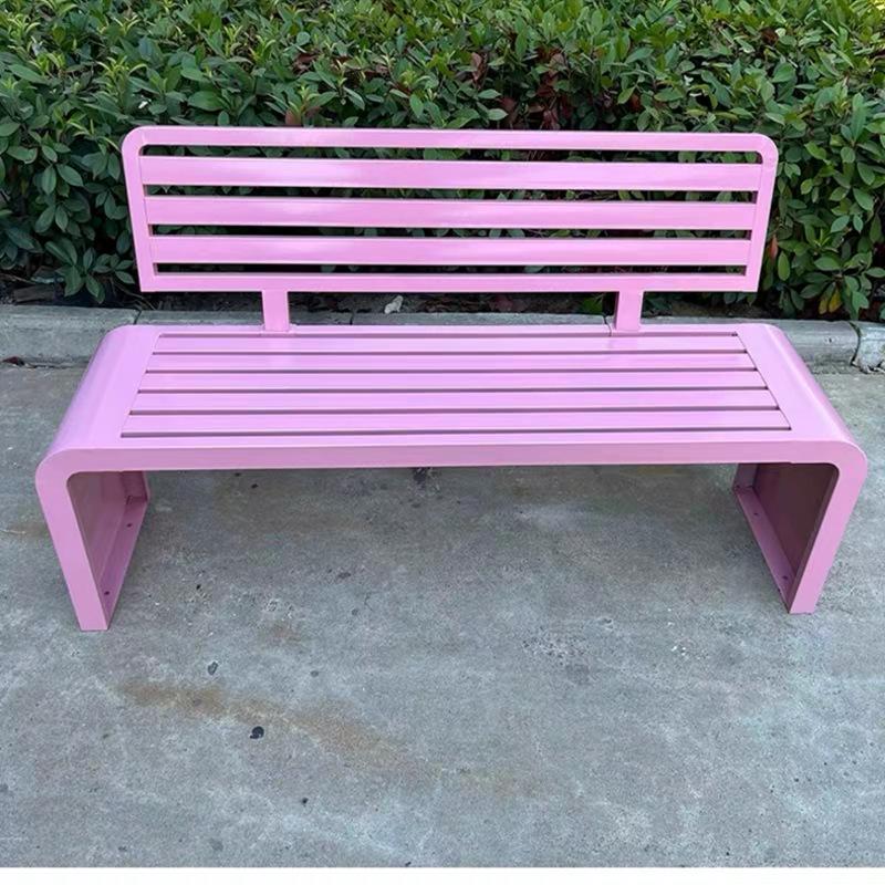 Wrought Iron Outdoor Bench with Backrest
