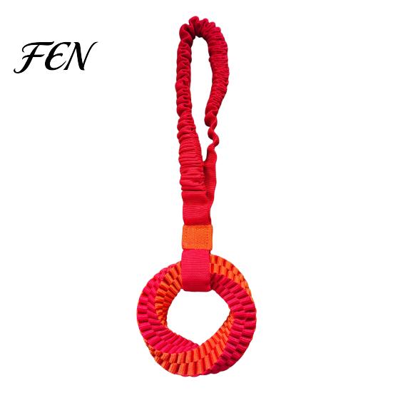 Interactive Play for Dogs Bungee Dog Tug Toy, Woven Ring with Long Handle, Chew Teeth Easy Grip Toy Cleaning Medium Large Dogs, Dental Care
