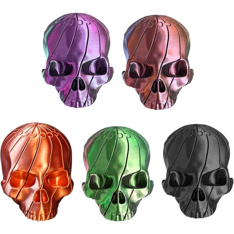 3D Printed Twisty Skull Fidget Toy, 3D Printed Skeleton, Rotating Clicker Fidget, Skull Sensory Toy for Stress Relief,, Halloween Gothic Novelty Gift