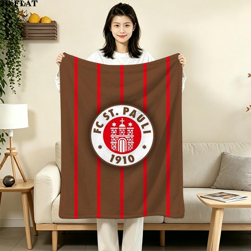 FC San Pauli Logo Print Flannel Blanket High Quality Warm Comfortable Cover for All Seasons Perfect for Gifts Home Decor