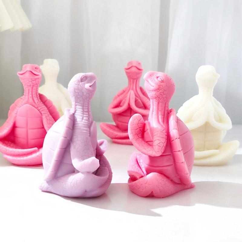 Flexible Silicone Mold Yoga Turtles Shaped Candle Molds Scented Aromatherapys Making Mould Handmade Ornament Mould