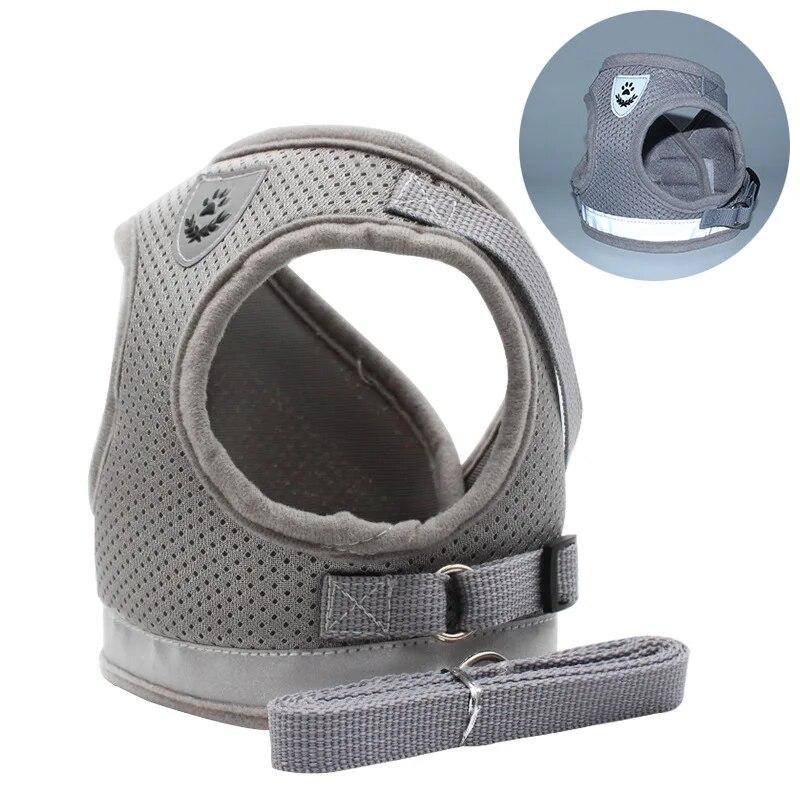 Reflective Breathable Mesh Vest Harness Set Adjustable Detachable Collar Chest Leash Traction Rope Pet Shop All for Dogs Chats