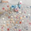 1 Foglio 5D Estate Conchiglia Marina Adesivo per Unghie Stelle Marine Lucide in Rilievo Adesivi per Unghie Decorazione Estate Spiaggia Conchiglia Marina