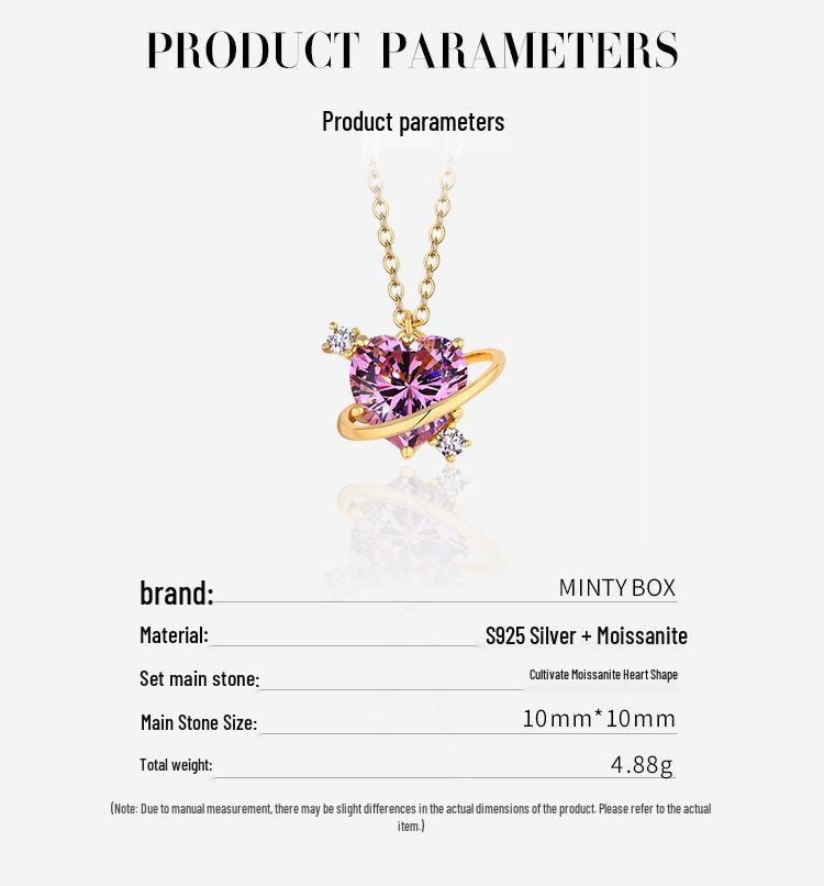 Ocean Heart LOVE Pink Zircon Necklace: 18K Gold-Clad 925 Silver