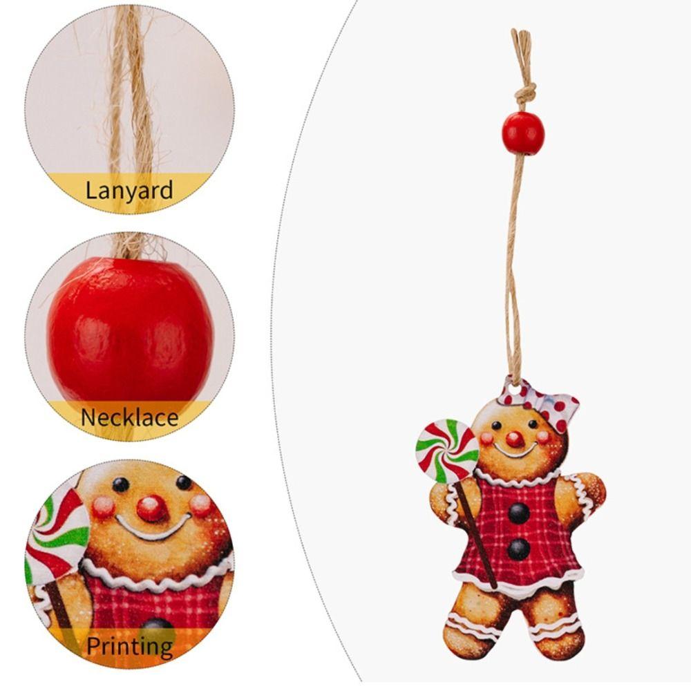 A set/12PCS Gingerbread Man Gnomes Wooden Pendants New Year Gift Home Table Decor Xmas Tree Hanging Ornament for Home
