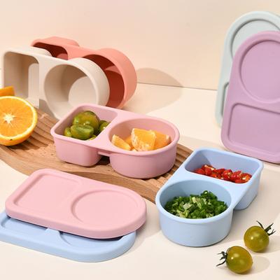 Gewürzbox aus lebensmittelechtem Silikon, 360° auslaufsicher, zwei Fächer, mikrowellengeeignet, gekühlte Aufbewahrungsbox