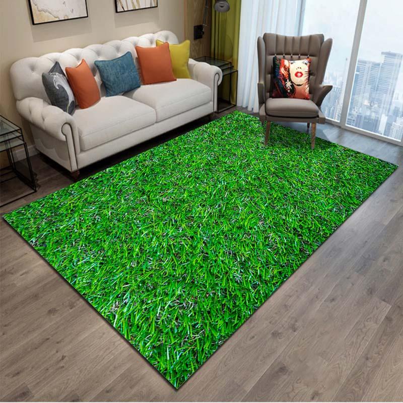 15 Sizes Football Field Green Grass Rugs for Kids Room Play Mats Area Carpet for Bedroom Living Room Soft Rug Home Decor Rug Mat