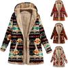 Winter Warm Patchwork Coat Loose Boho Jacket Women Hooded Long Sleeve Outwear Casual Streetwear Fashion Lady Clothes
