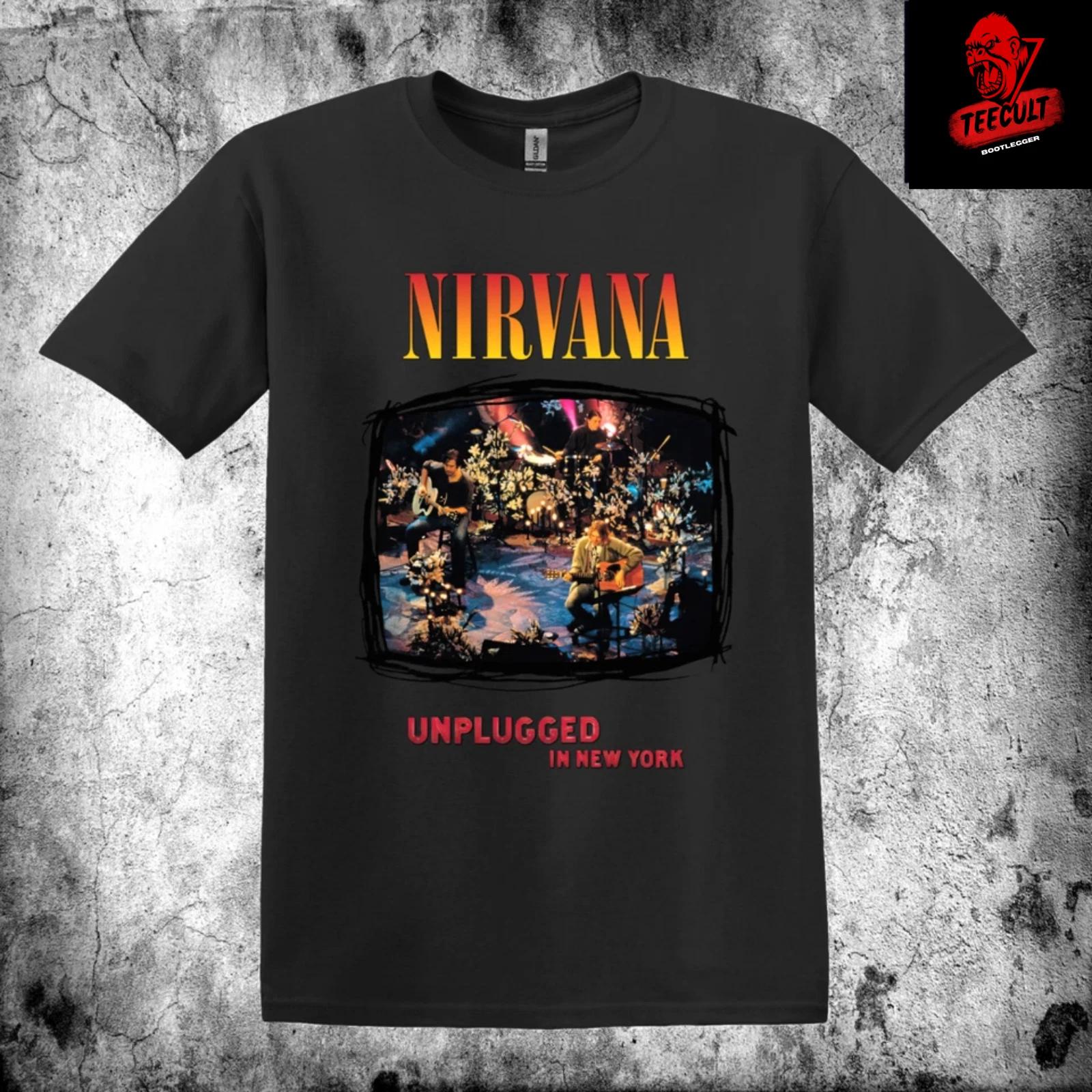 Men s and Women s T-shirts Nirvana Unplugged in New York Heavy Metal Rock Unisex Cotton S