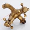 85AD Brass Bathroom Sink Faucets Washing Machine Mop Pool Faucet 2 Switches 2 Water Outlets Bathtub Garden Antique