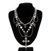 2pc Elegant Crosses Pearls Necklace Versatile Crosses Pendant Pearls Necklace Jewelry for Faithful Fashionistas