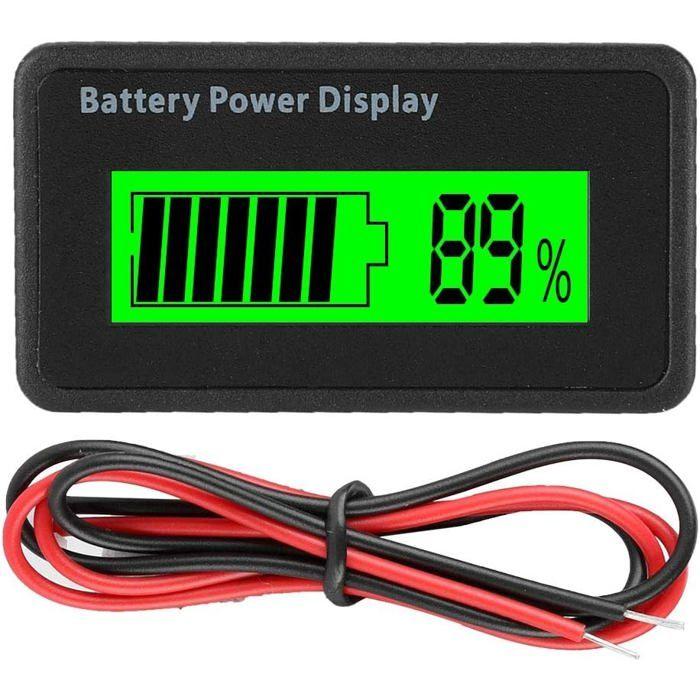 Voltmètre indicateur de capacité de batterie 12-48V LCD rétroéclairé vert - affichage % AIMOONSA