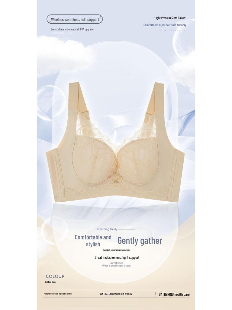 Women's Push-Up & Support Bra: Reduces Bust Appearance, Side Control, Adjustable Fit, Lace Floral Design, Comfortable Wide Straps