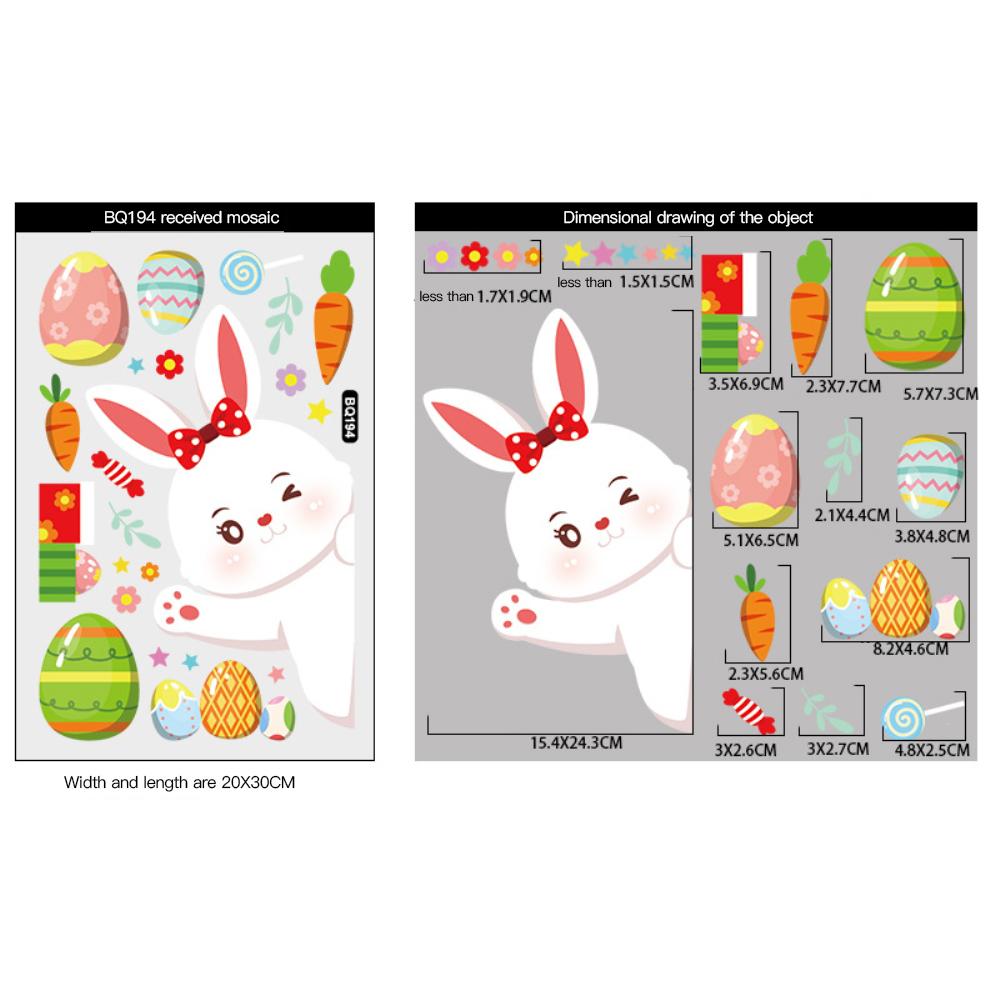 Happy Easter Window Stickers Rabbit Easter Eggs Carrot Glass Sticker Easter Party Wall Sticker Easter Decorations For Home