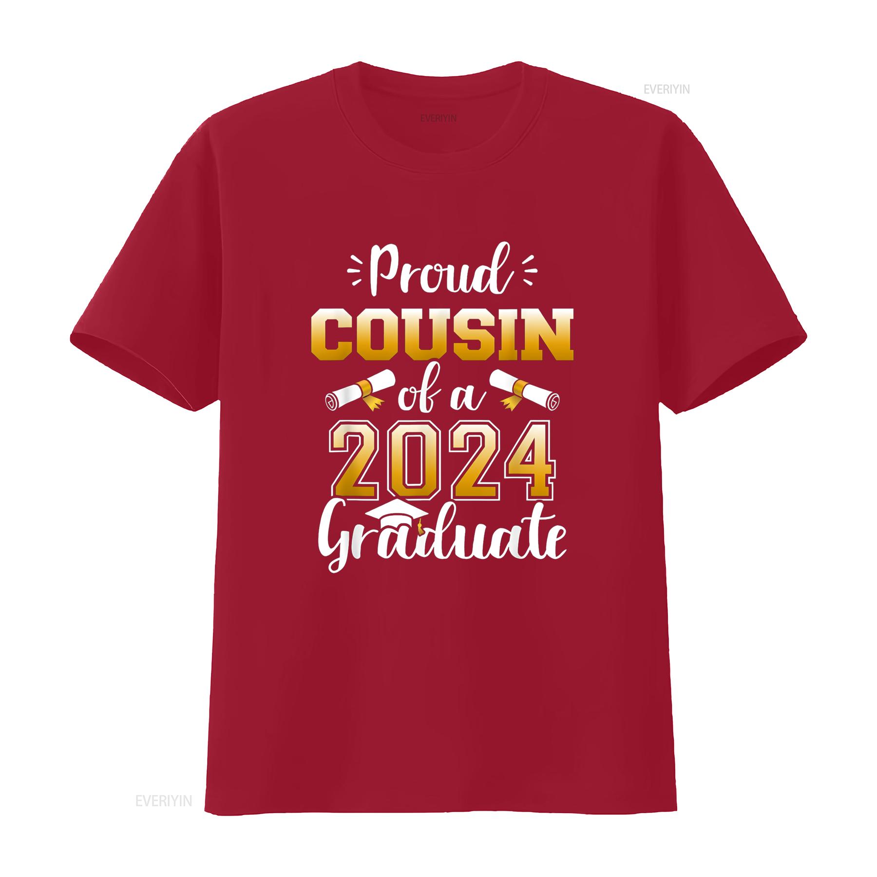 Proud cousin of a class 2024 graduate senior graduation T Shirt vintage Washed Top For Everyday Wear Breathable S