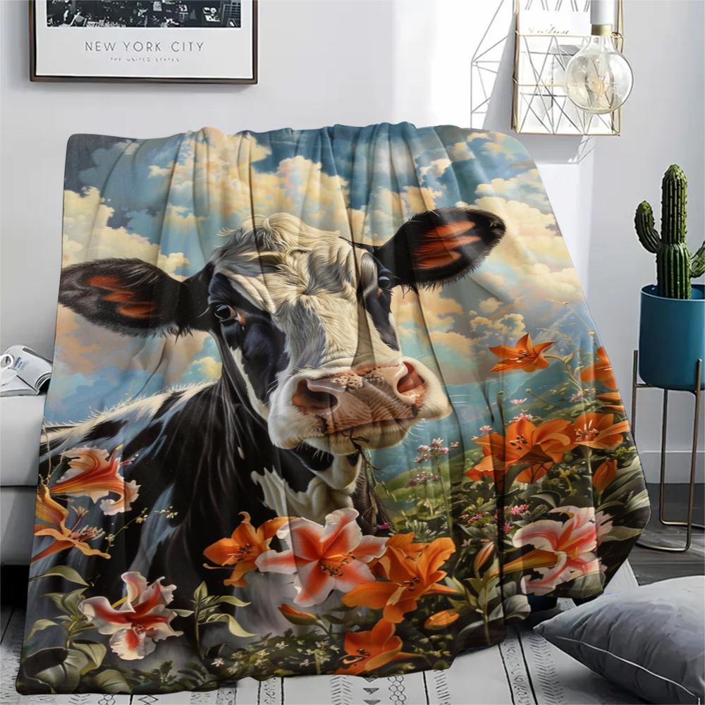 1Pc Cartoon Print Flannel Blanket, High Quality Comfortable for All Seasons, Home Decor, Warmth and Comfort, Perfect for Christmas Birthday Gift