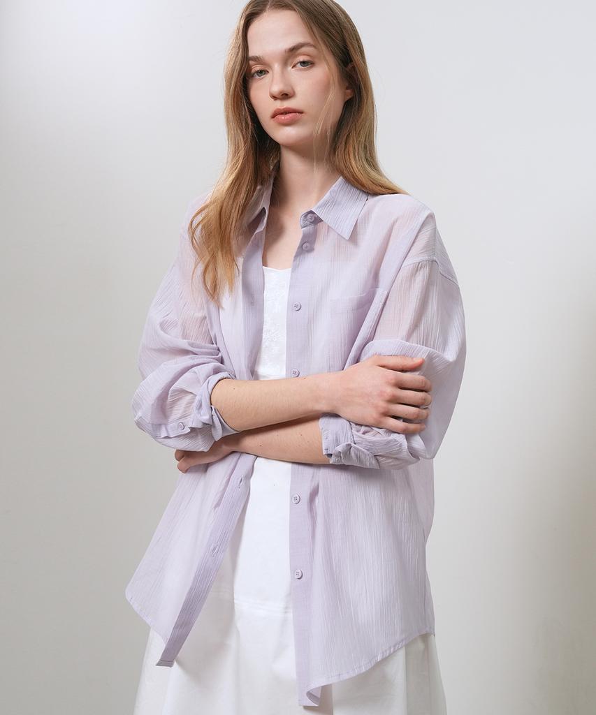 GENERALIDEA Summer Wrinkle Sheer Shirt [Lavender] / Wbe2L03531