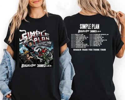 Simple Plan Größer als du denkst! Tour 2025 Fan-Geschenke Doppelseitiges T-Shirt.