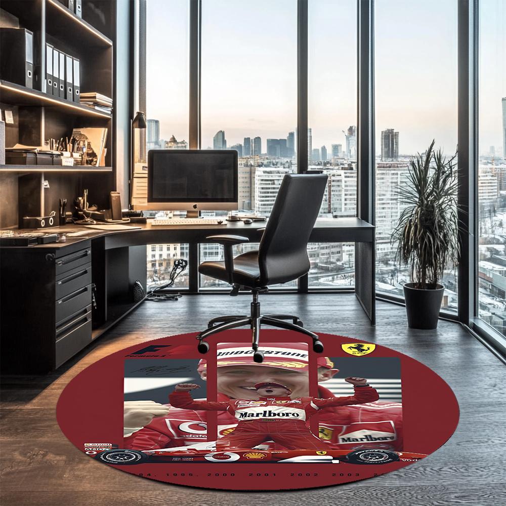 Michael Schumacher Printed Round Rug Carpet Chair Rug Area Rug Entryway Doormats,for Office Chair Living Room Bedroom Kitchen Room.