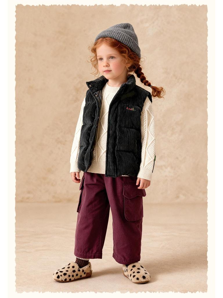 2025 Winter Kids' Thickened Corduroy Down Vest - Versatile and Warm for Boys and Girls