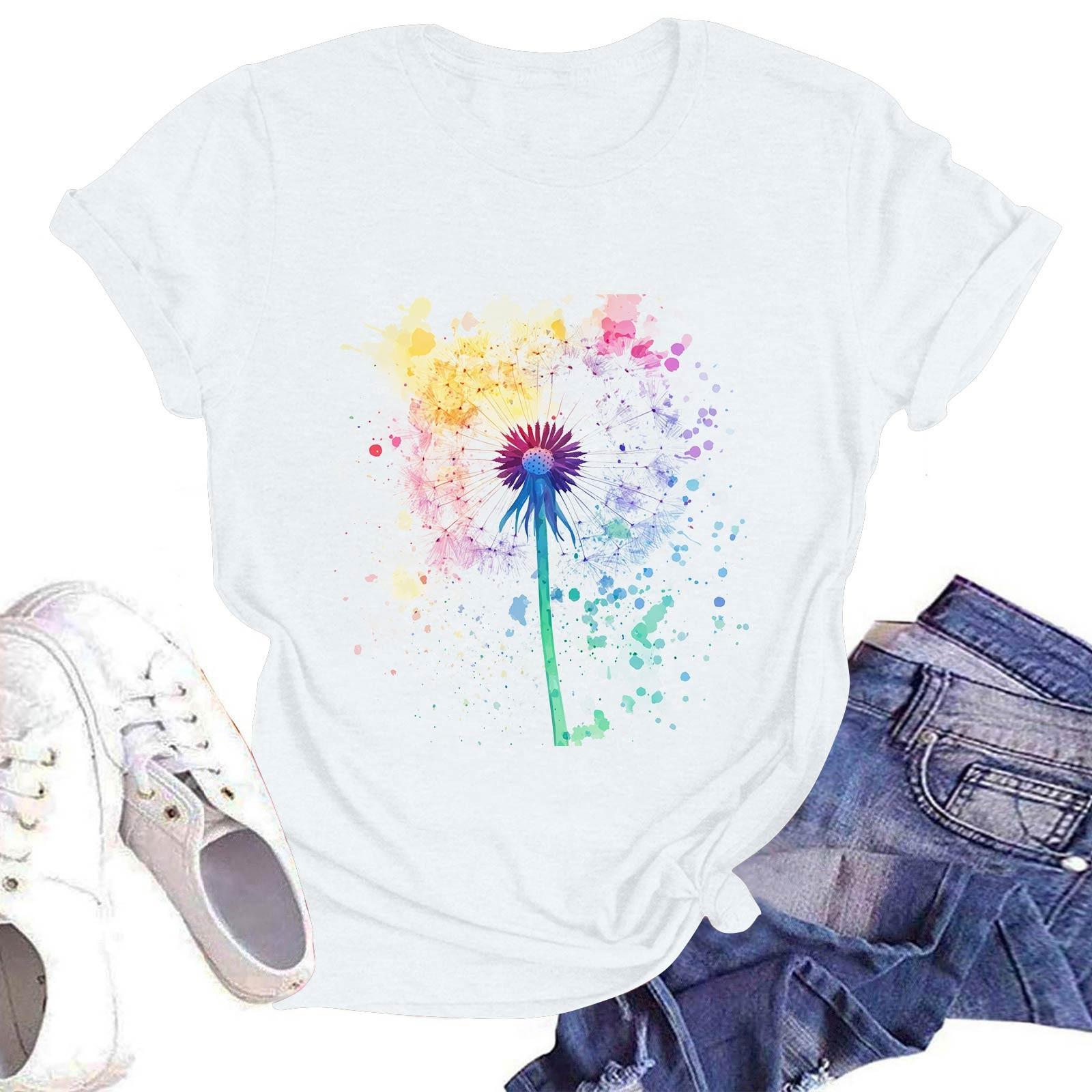 

Женская повседневная футболка с круглым вырезом и коротким рукавом M белый