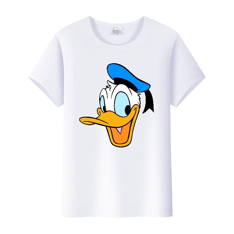 Kawaii Donald Duck Plus Size Tee Ladies Graphic Clothes Summer Women Short Sleeve T-shirt Disney Cartoon Men Tshirt Female Tops