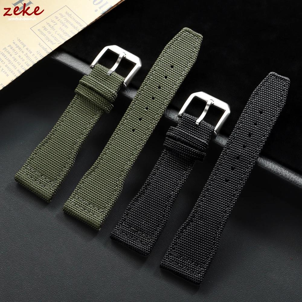 Premium Nylon Canvas Watch Strap Genuine Leather Watchband 20mm 21mm 22mm for IWC Pilot Series Green Black Brown Bracelet Belt