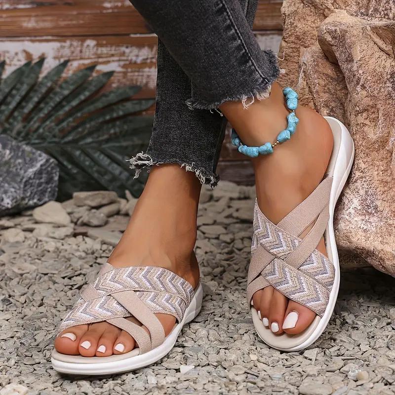 Ladies' Orthotic Arch Support Slippers, Soft Fabric Upper, Thick Anti Slip Rubber Sole, Comfortable and Casual Beach Shoes for All Seasons