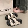 Summer New Korean Version 2025 Sponge Cake Bottom with Thick-soled Slippers Women's Thin Non-slip Beach Shoes Cool Slippers