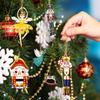 12Pcs/set Nutcracker Puppet Christmas Tree Pendant Wooden Nutcracker Soldier Hanging Pendant Noel New Year Party Home Decoration