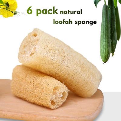6 Pack Natural Loofah Sponges Bath Body Shower Sponge Scrubber Cleaing Brush Non-stick Scrub Di A2Q2