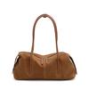Aidanni Suede Cowhide Boston Bag for Women, 2026 New Style, Large-Capacity Handheld Baguette Bag, Single Shoulder Underarm Bag