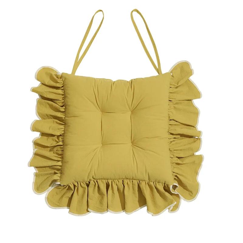 

Утолщенная подушка для стула с широким краем и крупным волнообразным рисунком, подушка для обеденного стула, утолщенная подушка для гостиной и офиса жёлтый