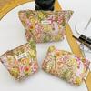 INS Style Vintage Flowers Cosmetic Bag Portable Hand Cosmetic Bag Travel Out Toiletries Storage Bag Makeup Tools Storage Box