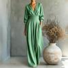 Damen V-Ausschnitt Farbe Taillenband Jumpsuit für einen eleganten Freizeit-Look