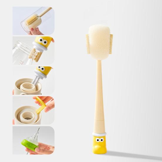 5 In 1 360 Degree Flexible Silicone Cup Brush Cartoon Boot Shape Long Handle Design Bottle Brush Cleaning Tool