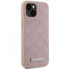 Karl Lagerfeld Leather Monogram Metal Logo MagSafe Case for iPhone 15 Pink
