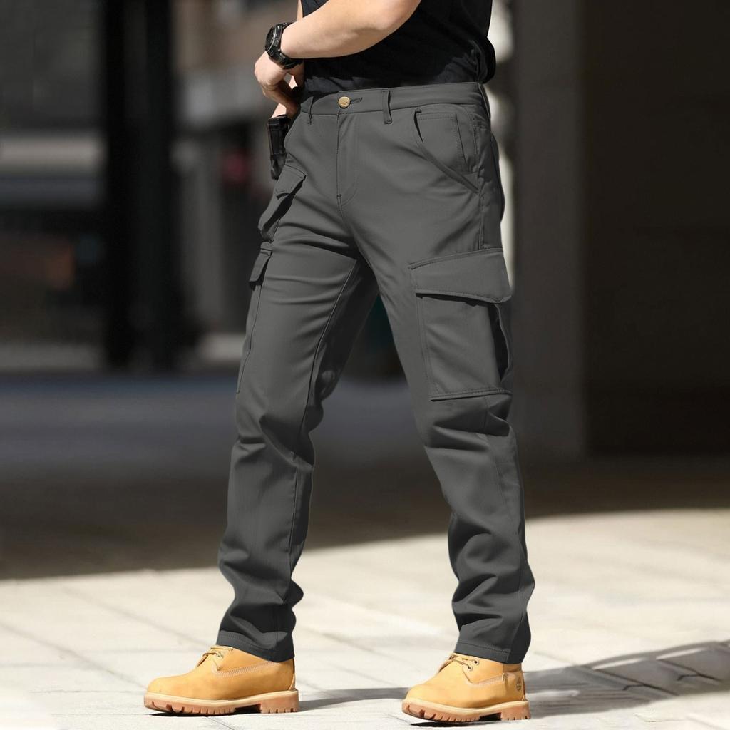 Men's Cargo Pants, Outdoor Working Hiking, Wear-resistant Work Pants With Zipper And Multi-pocket