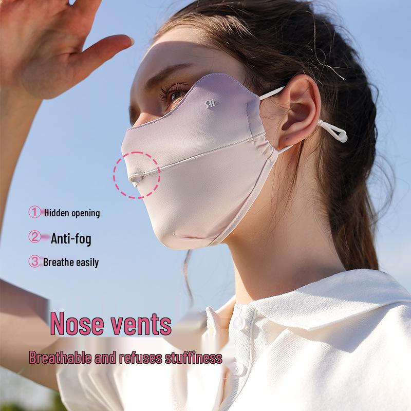 Women's UV Protection Ice Silk Cycling Mask with Blush Eye Corner, Sunscreen, and Breathable Summer Sunshade for a Slim Face