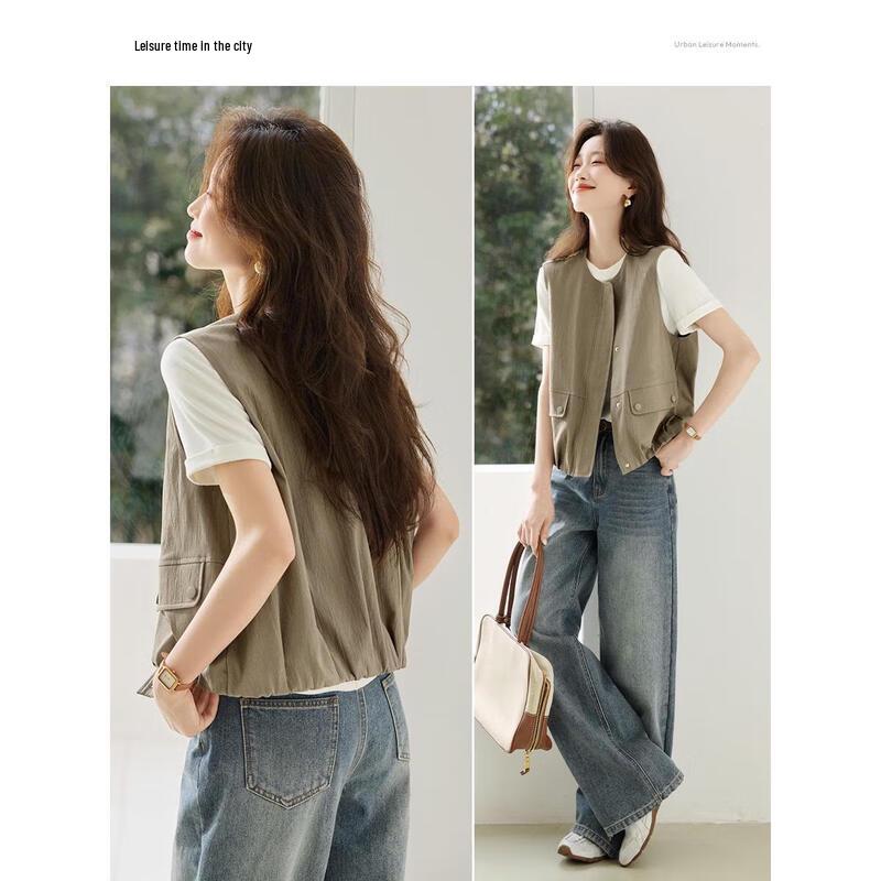 Women's Cotton Workwear Sleeveless Vest Jacket